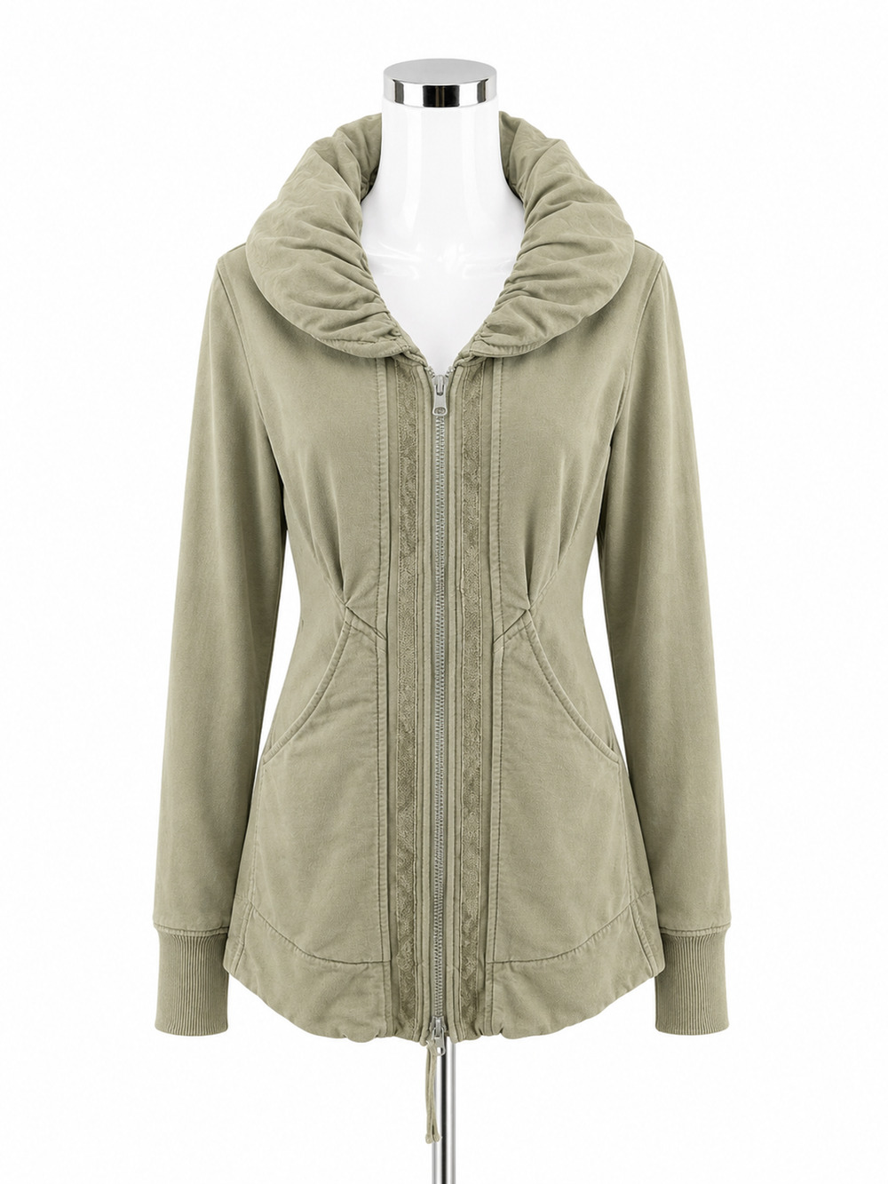 Prairie Underground Long Cloak Hoodie Jacket Organic Cotton Sage Green XS
